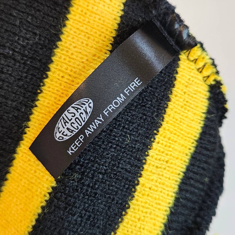 Petals and Peacocks Black & Yellow Stripe Beanie Womens - Picture 6 of 6